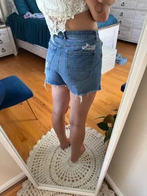 American Eagle Jean Shorts High-Rise Distressed thumbnail 3