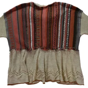 Free People Mixed Media Cardigan Striped Knit Pointelle Bell Sleeve Boho Medium thumbnail 3