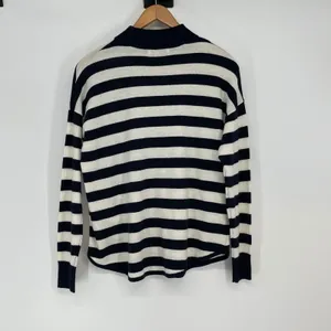 Madewell Merino Wool Alpaca Blend‎ Striped Mock Neck Sweater Size L Preppy Cozy thumbnail 2