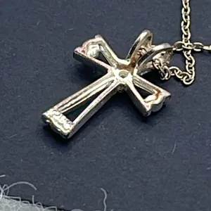 Sterling silver chain and cross pendant necklace. thumbnail 4