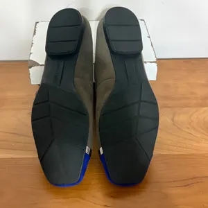 Calvin Klein Pash Suede Flats Olive Green Cobalt Blue Cap Toe Silver Detail 8M thumbnail 8