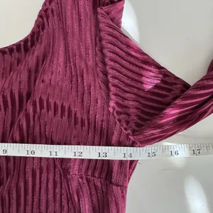 Forever 21 Velvet Dress S Burgundy Ribbed Bodycon Mini Long Sleeve Open Back NWT thumbnail 8