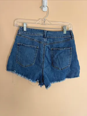 Rewash Distressed Light Blue High-Rise Jean Shorts thumbnail 6