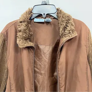 Ladies S Jane Ashley Jacket faux fur collar mixed media thumbnail 8