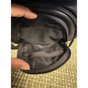 Boulder Ridge‎ 3 Zippered Pouch Belt Bag In Black Leather With Adjustable Strap thumbnail 5