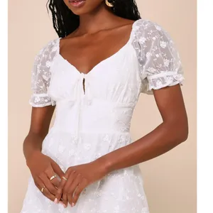 NEW Lulus Precious Sweetie White Floral Embroidered Sweetheart Airy Midi Dress thumbnail 2