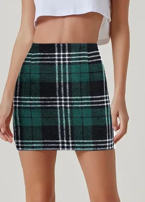 ✨Womens Wool Plaid Mini Skirt High Waisted Bodycon Pencil Sz S Skirt✨ thumbnail 1