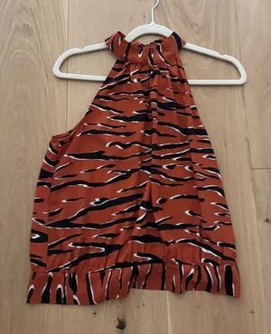 NWT Naked Zebra Rust Tiger-Print Halter Top thumbnail 1