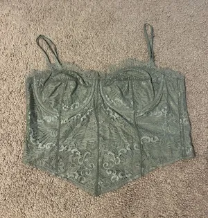 Free people Lace Bustier Crop Top in Sage Green thumbnail 1