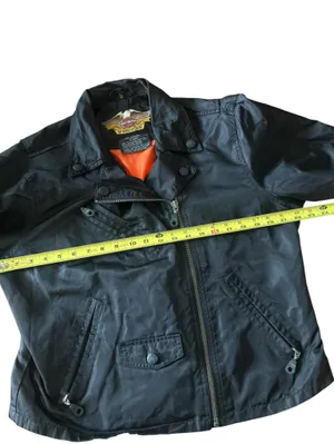 Harley Davidson Jacket Womens Medium Black Nylon Motorcycle Full Zip Embroidered thumbnail 6