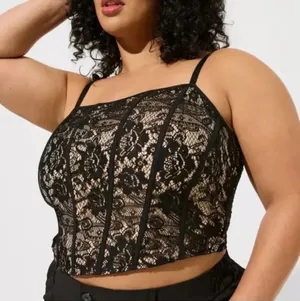 Torrid NWT Women's Black Lacepower Mesh Crop Corset Size 1X thumbnail 1