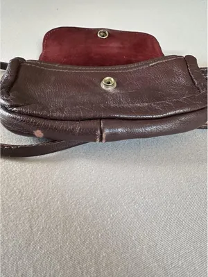 Vintage Brown Leather Mini Crossbody Purse Snap Closure Boho Small Bag thumbnail 3