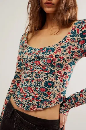 Free People Melanie Long Sleeve Top Medium thumbnail 1