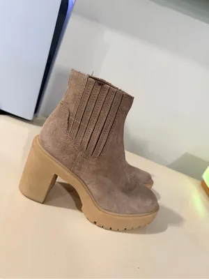 Dolce Vita Taupe Suede Platform Chelsea Heeled Boot thumbnail 7