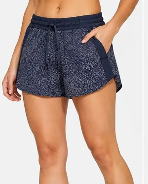 Athleta Running Shorts Size 2 Navy Blue Printed Athletic Drawstring thumbnail 1