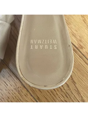Stuart Weitzman Leather Mules Sandals open toe Beige Tan Sz 8 thumbnail 4