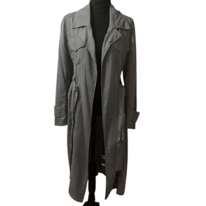 New York & Company Gray Tie Waist Lightweight Trench Coat Jacket(Size Small) thumbnail 3