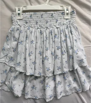 Hollister White Floral Flowy Mini Skirt thumbnail 1