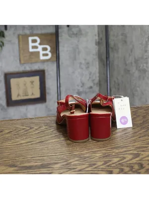 A New Day Womens Lucky Square Toe Mary Jane Heels Block 94305218 Red 6.5M thumbnail 4