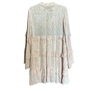 KARLIE Tiered Flutter Tunic Dress Womens Medium Multicolor Print Fairy Gauze thumbnail 6