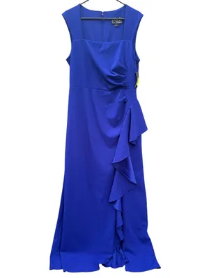 NWT Alex Evenings Cascading Ruffle Maxi Dress Royal Blue Size 14 Retail $209.00 thumbnail 3