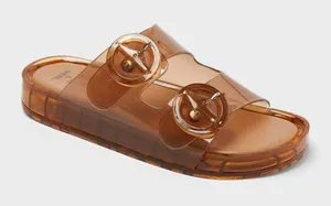 Shade & Shore Amber Transparent Double Buckle Slide Sandals thumbnail 1