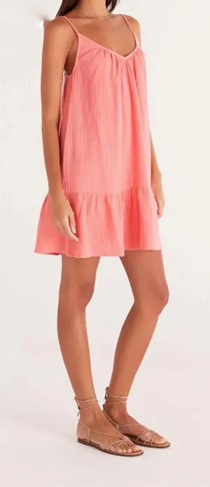Z Supply Amalia Gauze Mini dress in Papaya size Small NWOT‎ thumbnail 1