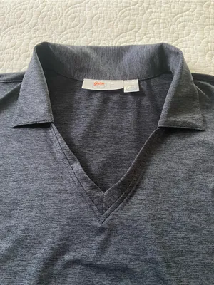 Guru Golf Heather Navy Golf Shirt Short Sleeve Johnny Collar Size Large thumbnail 8