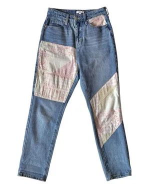 Women’s Nordstrom BP quilt high rise patchwork straight leg jeans size 25 thumbnail 2