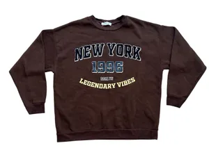 Buch and Stone New York 1996 Legendary‎ Vibes Brown Sweatshirt Crewneck Women L thumbnail 1