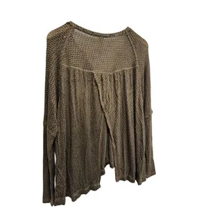 We The Free Knit Oversized Sweater Size Extra Small V‎ Neck Tan Black Slouchy thumbnail 5