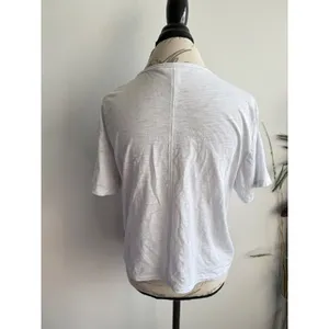 Athleta Womens White‎ 100% Cotton Slub Knit Short Sleeve Crew Neck Tee Size M thumbnail 3