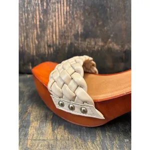Madden Girl G-Cabby Cream Braided Platform Wood Block‎ Heel Sandals Womens 8 thumbnail 6