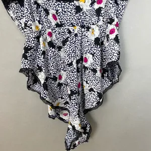 Vintage Teddy Lingerie Floral 1980s Women Lace Navy‎ White Ruffle Retro Bodysuit thumbnail 6