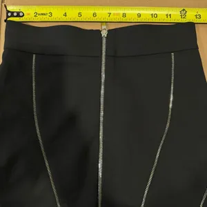 Zara Zip High Low Flounce Skirt Knee Length Contemporary Front Zip Closure Black thumbnail 12