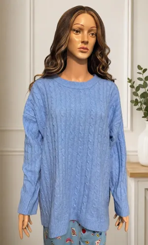 Women’s hippie rose Classic Cable Knit Women's Sweater - Light Blue size XL thumbnail 1
