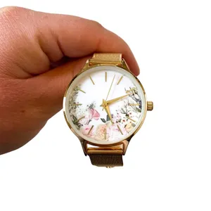 Time and Tru Gold Floral Watch Adjustable Faux Gold Bracelet Feminine Chic Y2K thumbnail 3