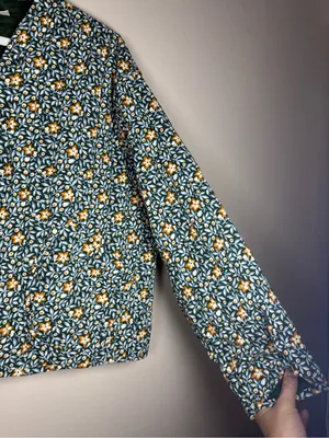 Quilted Floral Jacket Cropped Sz XXL Fall, Autumn, Cottagcore Boho, Cozy thumbnail 6