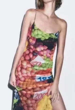 Zara Fruit Stand Print Mesh Maxi Long Dress 5039/201 S 4 6 thumbnail 1