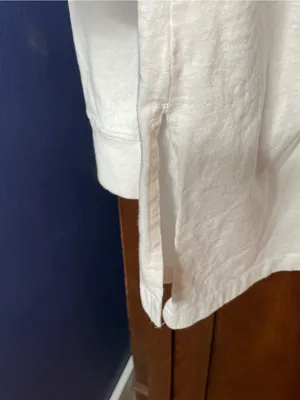 Aerie Womens Oversized Rugby Polo Top XL White Cotton Boyfriend Coastal Preppy thumbnail 3