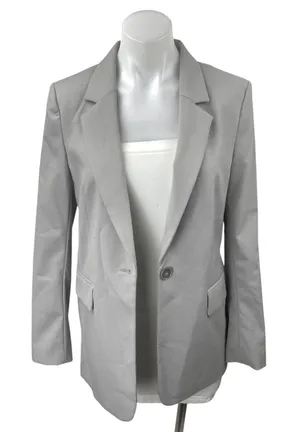 H&M Women's Gray Long Sleeve Notch One Button Blazer Coat Suit Jacket Size XS thumbnail 1