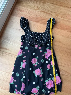 Free People Mixed Print Bom Bom Floral Cutout Mini Dress Black L thumbnail 7
