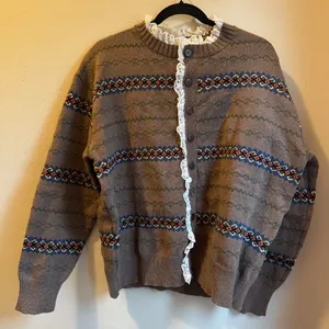 Ruffle Thick Lace Cardigan Size M thumbnail 1