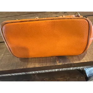 Dooney and Bourke Orange/Tan Pebbled Leather O-Ring Slouch Hobo Bag thumbnail 8