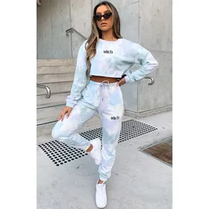 White Fox Boutique Tie Dye Cropped Sweatshirt‎ in Pink Green Multi Size Small thumbnail 7