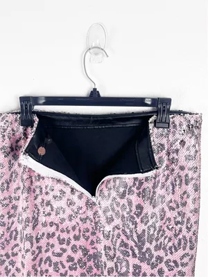 FREE PEOPLE Pink Sequins Leopard Cheetah Animal Print Mini Skirt Boho Festival thumbnail 5