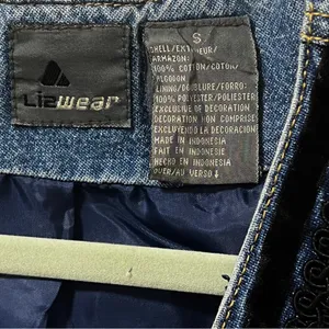 Vintage 90s Lizwear Cropped Denim Vest Small Velvet Trim thumbnail 3