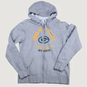 NFL Team Apparel Green Bay Packers Hoodie Womens Medium Grey Full Zip Game Day thumbnail 1