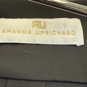 Amanda Uprichard Black Bell Sleeve V-Neck Blouse Top Large Made in USA thumbnail 2