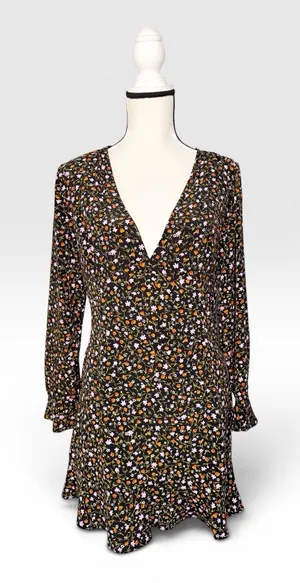 Zara Micro Floral Mini Dress Size L thumbnail 1